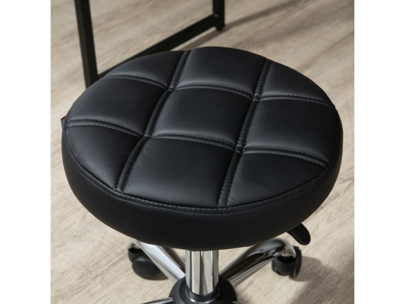  Lot de 2 tabourets pivotants à roulettes, similicuir noir, réglables, ø35,5x48-63 cm  - Conforama E