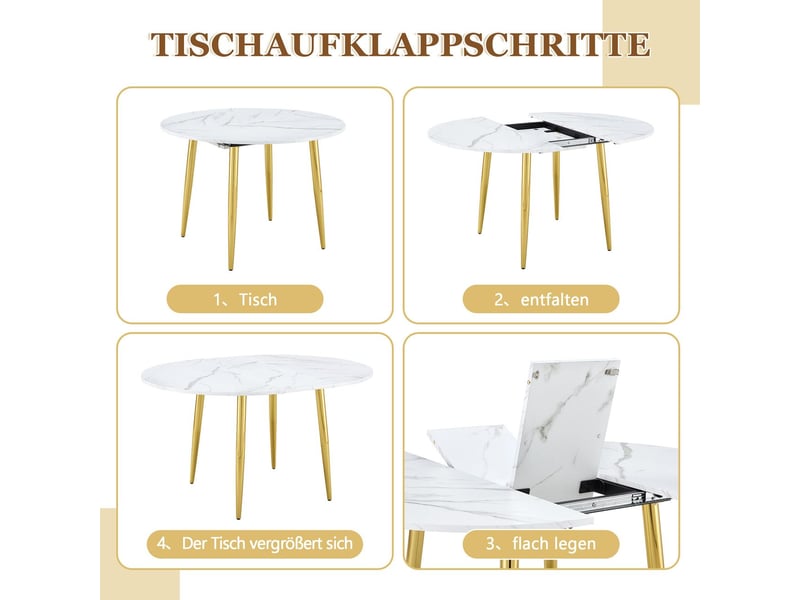  Table à manger extensible table de salle à manger plateau extensible rond extension en forme ovale  - Conforama E
