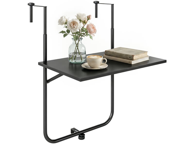  Table de balcon suspendue pliable en acier noir 62 x 60 x 85.5 cm  - Conforama A