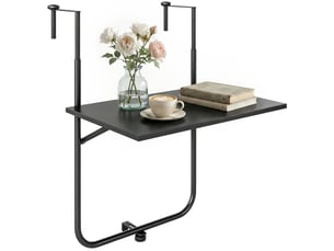 Table de balcon suspendue pliable en acier noir 62 x 60 x 85.5 cm