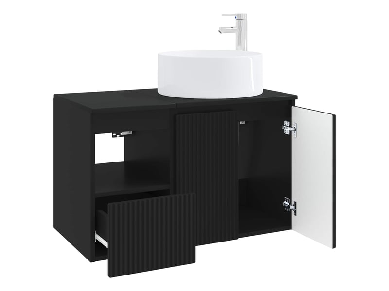 Ensemble de mobilier de salle de bain 2 pc noir cf64180 - Conforama D