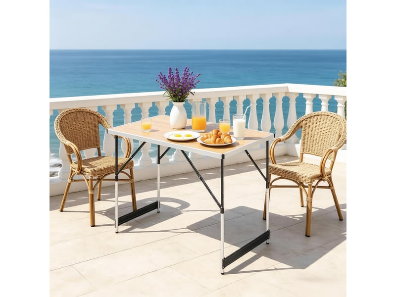  Table de camping pliante, table extérieure réglable en hauteur, repas plein air, jardin, portable  - Conforama B