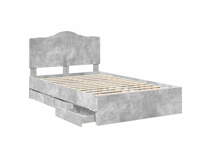  Lit double- lit adulte -  cadre de lit gris béton 135 x 190 cm bois ingénierie  - Conforama D