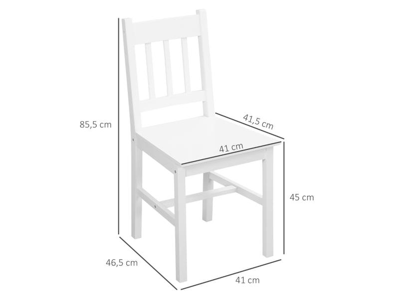 Chaises de salle à manger lot de 2 en bois massif blanc, 41x46,5x85,5 cm, pour cuisine  - Conforama C