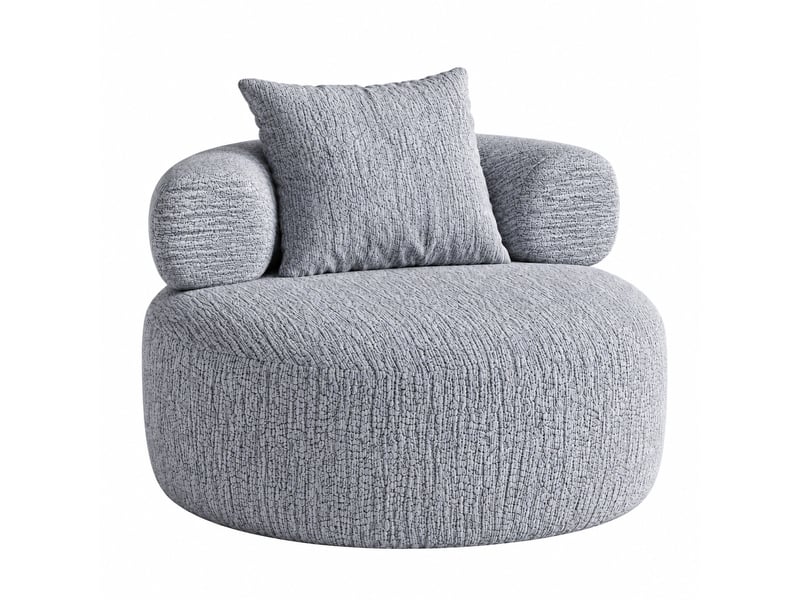  Fauteuil rond 1 place 100 x 100 x 65cm - chenille gris - mousse haute densité, coussin inclus pour salon, sans montage DJ-W3463P49987123-ZMS - Conforama A