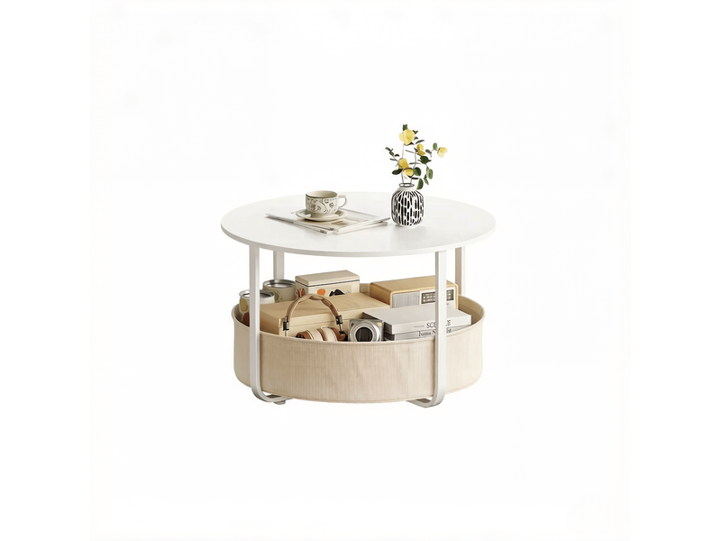  Table d'appoint ronde multifonction - idéale comme table de canapé ou basse,blanc  - Conforama A
