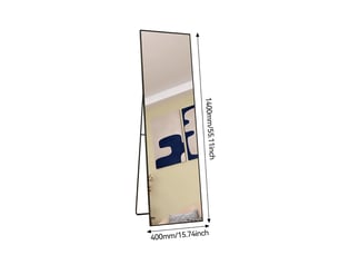 Miroir sur pied - 140 x 40 cm - noir - miroir plein pied rectangulaire en verre trempé, cadre en alliage d'aluminium, design moderne
