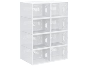 Étagère à chaussures modulable 8 compartiments plastique transparent 25x35x19 cm gain de place