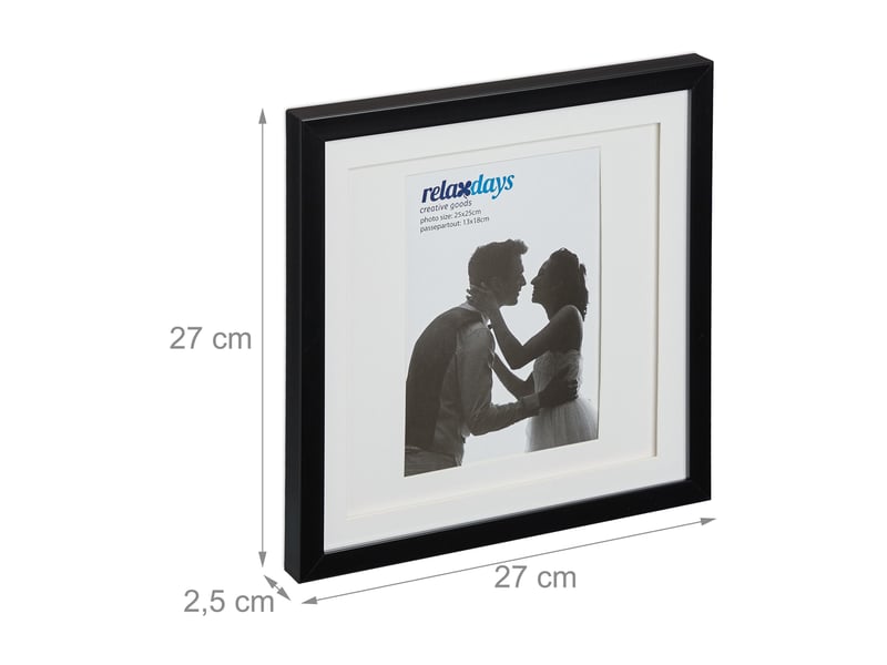  Lot de 2 cadres photo carrés design moderne 27 x 27 x 2,5 cm en plastique noir 13_0013210  - Conforama B