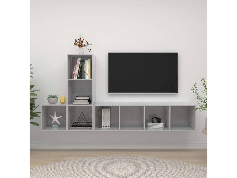  Ensemble de meuble tv - banc tv - meuble de rangement 3 pcs gris béton bois d'ingénierie  - Conforama B
