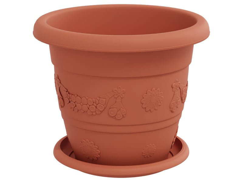  Jardinière - pots de plantes 6 pcs rouge brique ø 22 x 18 cm plastique  - Conforama E