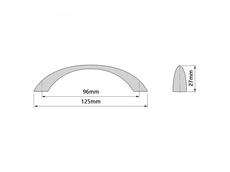  Jeu de 2 poignées pour meubles - boutons de tiroir avec vis - l125mm, distance entre axes 96mm - zamak - aluminium peint - pour commode  - Conforama B