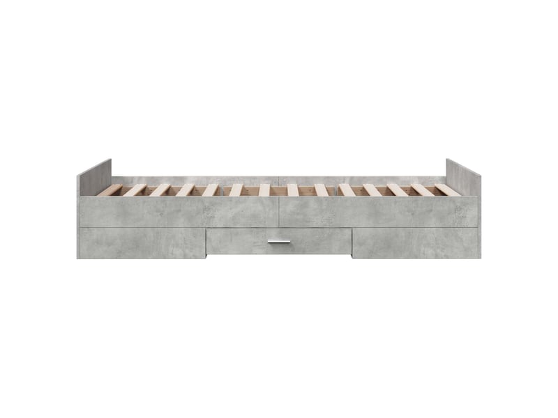 Lit simple- lit adulte - cadre de lit avec rangement avec tiroir gris béton 80 x 200 cm - Conforama D