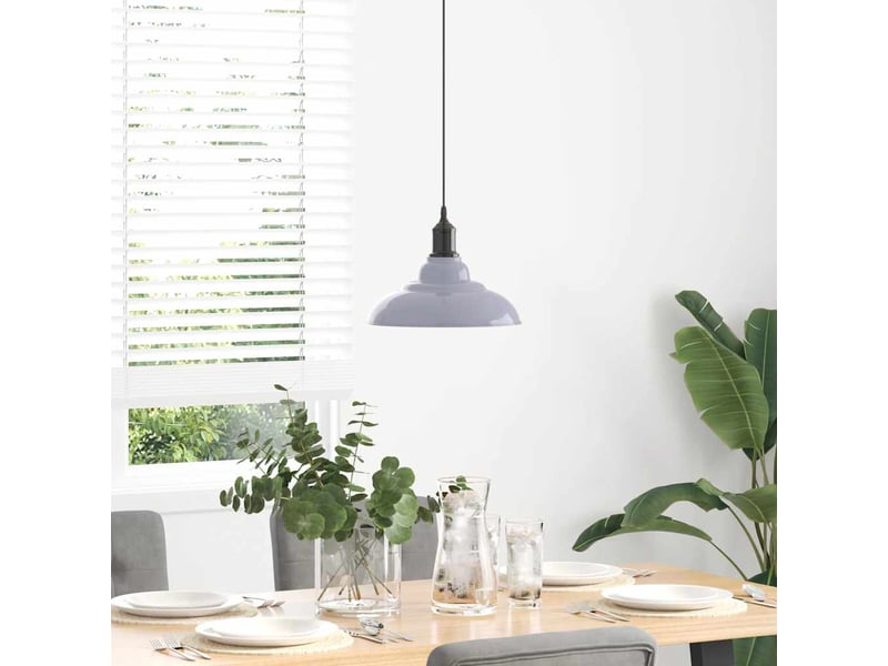  Lampe suspendue, suspension luminaire réglable hauteur e27 gris brillant ø 31cm métal  - Conforama C