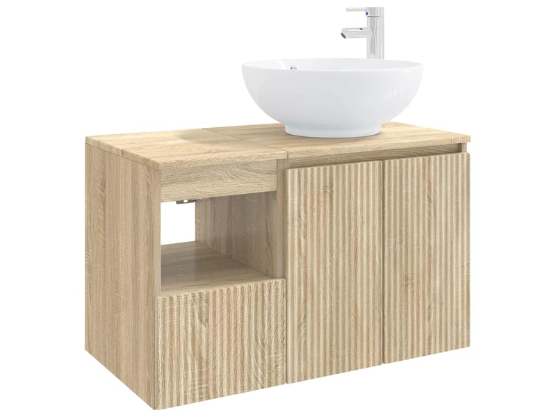  Ensemble de mobilier de salle de bain 2 pc chêne sonoma cf64134  - Conforama A