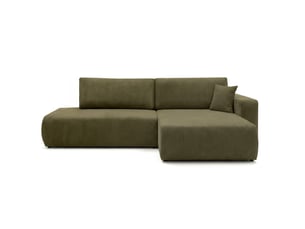 Canapé d'angle droit convertible LOUNGITUDE ALYA 5 places Velours côtelé Vert