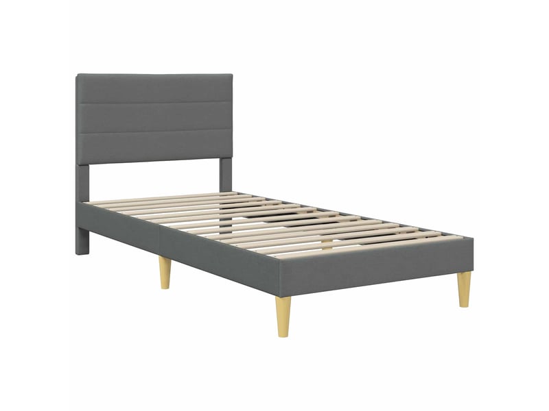 Lit simple- lit adulte - cadre de lit avec tête de lit gris foncé 100 x 200 cm tissu - Conforama B
