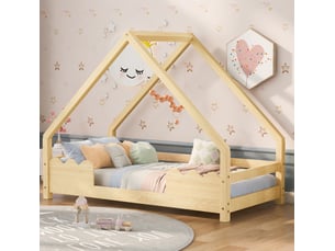 Lit cabane 90x200 cm HAVRYA coloris naturel