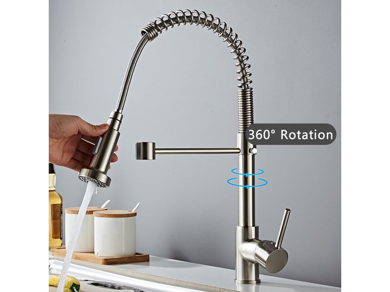  Robinet en acier inoxydable à eau chaude et froide pour salle de bain, adapté à salle de bain, cuisine, ferme, camper (argent)  - Conforama B