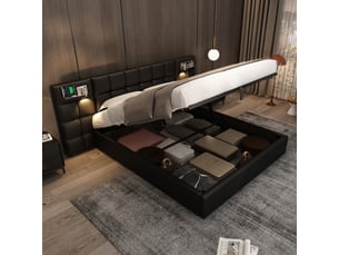 Lit coffre 180x200 cm <strong></strong>  <strong></strong> coloris noir
