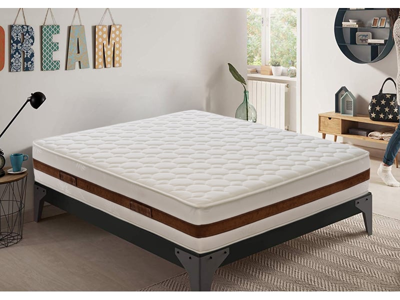 Matelas 140x190 Cm En Mousse Mémoire Et Ressorts Ensachés - Fermeté Moyenne - Hauteur 25 Cm - Livré En Boîte - Certifié Oeko-TEX - 7