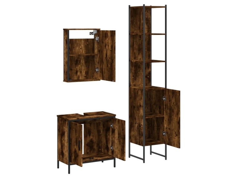  Ensemble de meubles de salle de bain 3 pcs chêne fumé cf63695  - Conforama D