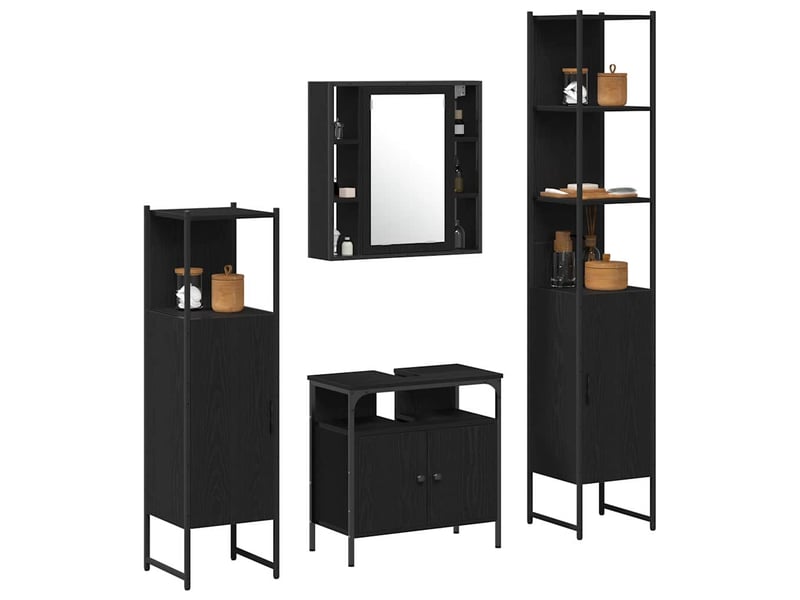 Ensemble de mobilier de salle de bain 4 pc chêne noir cf64512 - Conforama C