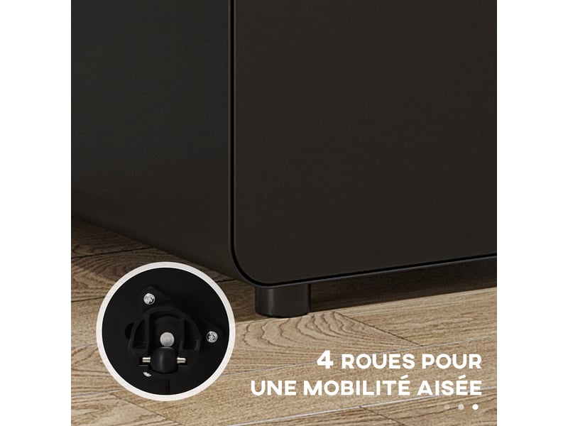  Caisson de bureau mobile verrouillable 3 tiroirs en acier noir 39 x 48 x 59 cm  - Conforama E