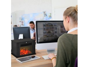 Cheminée électrique autonome 34 x 17 x 25 cm noire en plastique, flammes réalistes, chauffage 1200 w