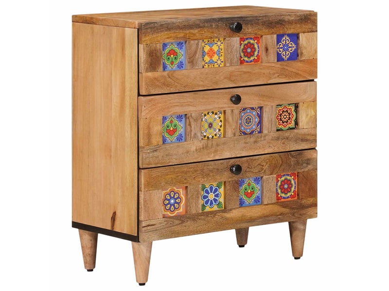  Table de chevet naturel 50 x 33 x 60 cm bois de mangue massif  - Conforama B