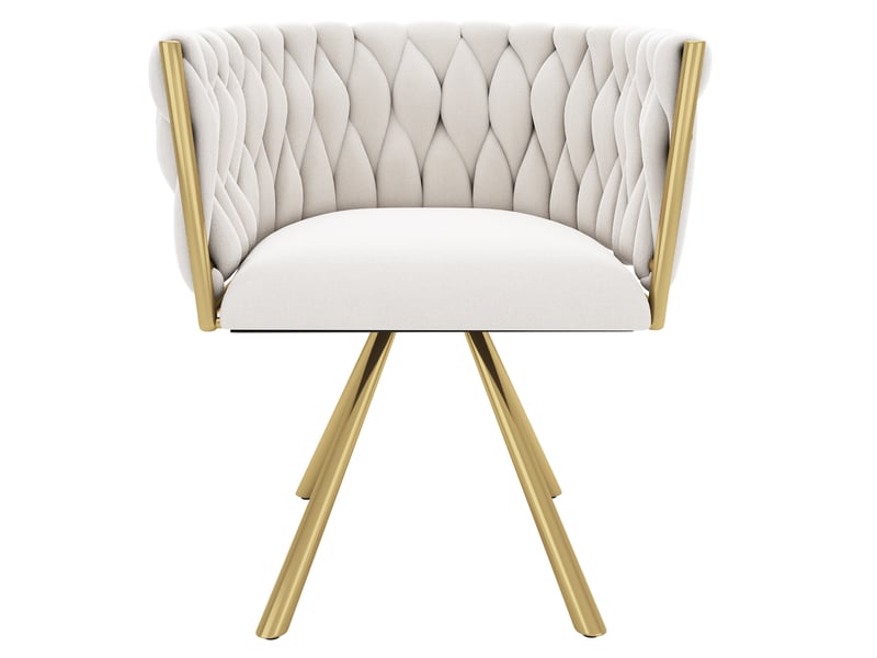 Chaise de salle à manger pivotante en velours beige et doré - Conforama A
