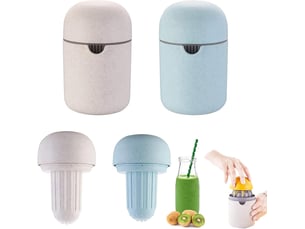 Lot de 2 presse-agrumes manuels bicolores (beige et bleu) - extracteur portable pour citron, orange et pamplemousse