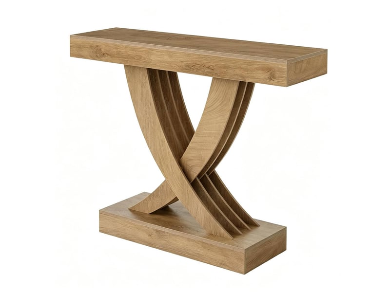  Table console marron 110 x 30 x 85 cm en mdf avec piètement en x pour entrée  - Conforama A