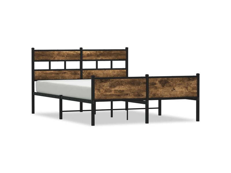 Lit double- lit adulte - cadre de lit sans matelas chêne fumé 150x200 cm bois ingénierie - Conforama A