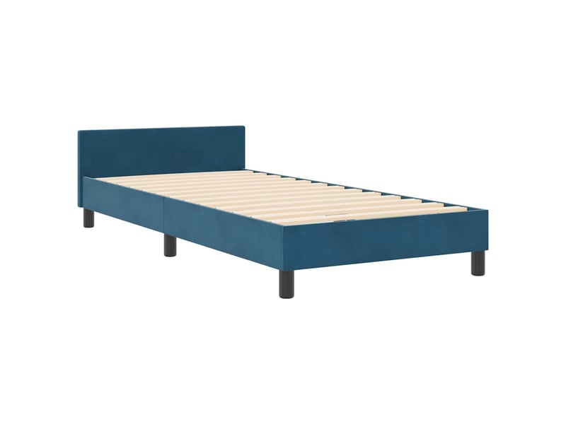  Lit simple- lit adulte -  lit à ressorts avec tête de lit bleu foncé 100 x 200 cm velours  - Conforama C