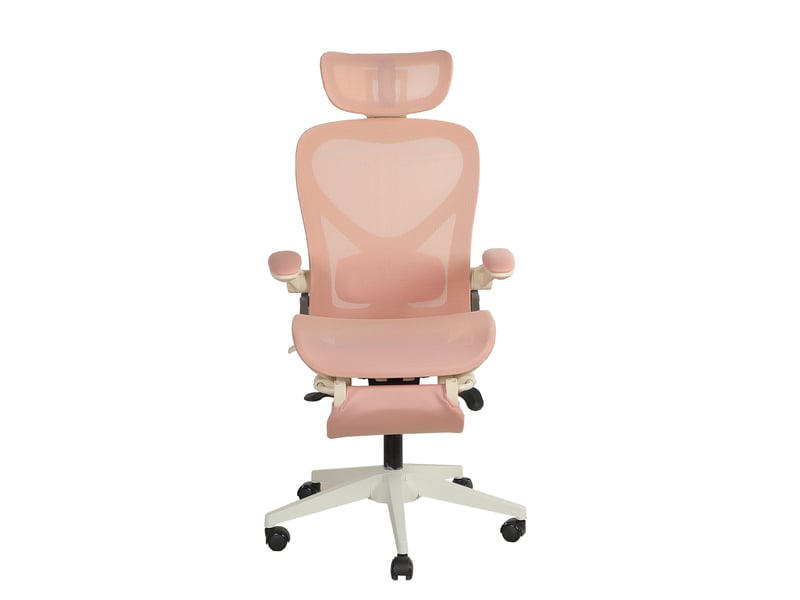  Chaise de bureau ergonomique pliable avec appui-tête 3d et soutien lombaire - lpospi - maille - rose  - Conforama A