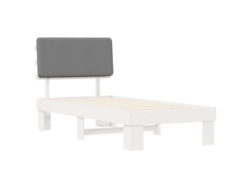  Lit simple- lit adulte -  cadre de lit avec tête de lit rembourrée gris clair 90 x 200 cm  - Conforama C