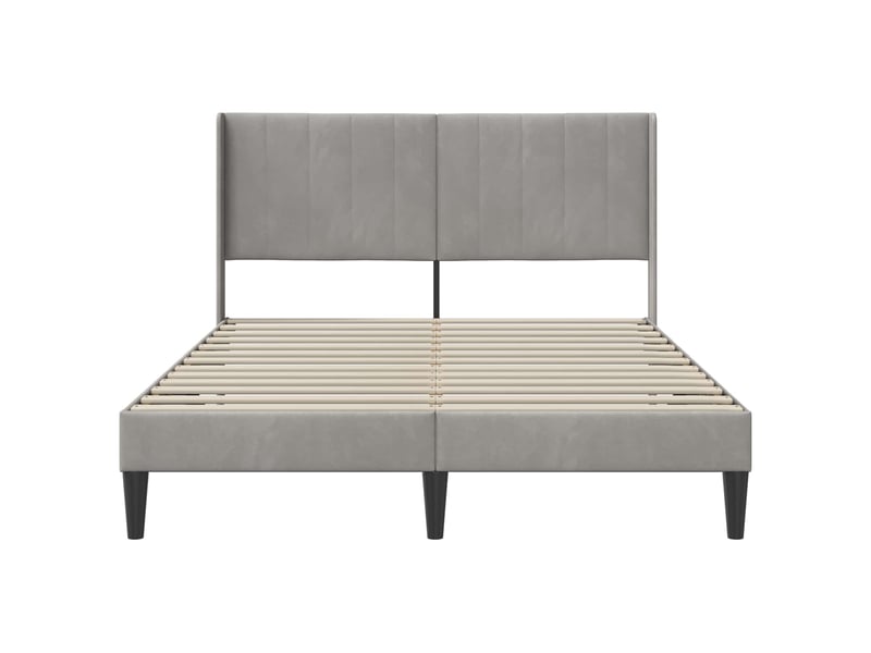  Lit double- lit adulte -  cadre de lit avec tête de lit gris clair 120 x 200 cm velours  - Conforama C