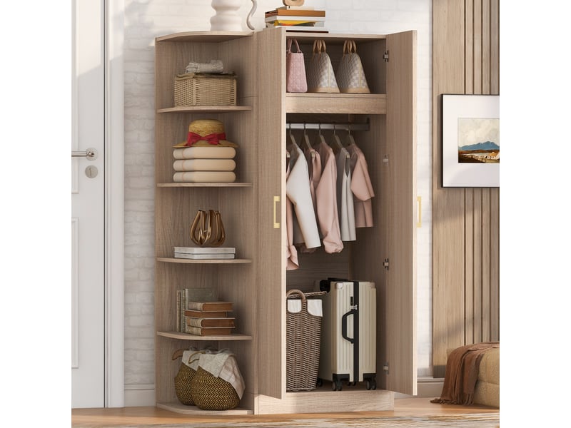  Armoire,90x55x170 cm,2 portes avec rangement,mdf,coloris bois naturel  - Conforama B