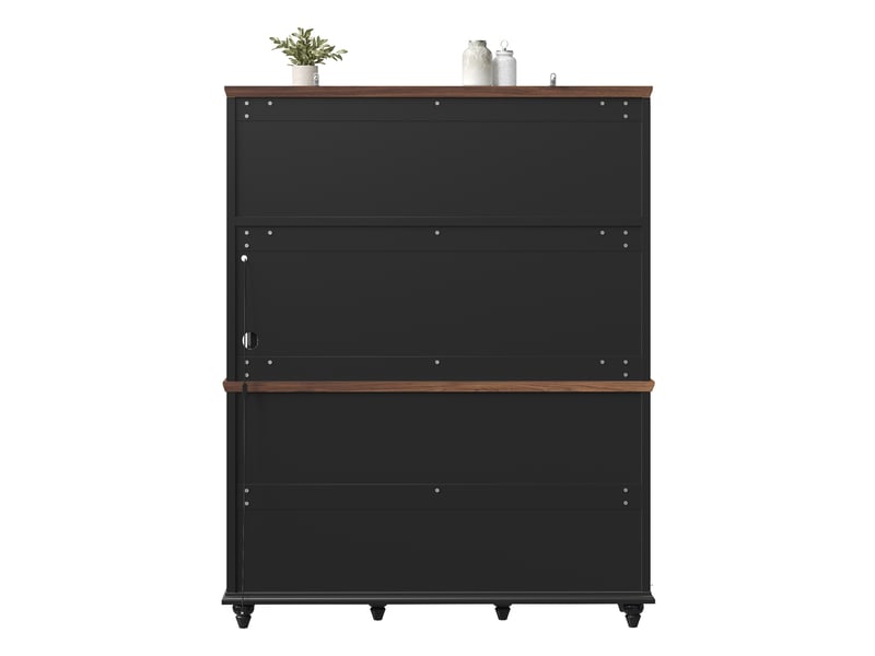  Buffet de cuisine haut avec 4 tiroirs, étagères réglables, led rgb et porte-verres, en mdf noir, 140 × 40 × 179,5 cm  - Conforama A