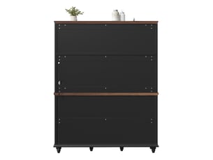 Buffet de cuisine haut avec 4 tiroirs, étagères réglables, led rgb et porte-verres, en mdf noir, 140 × 40 × 179,5 cm