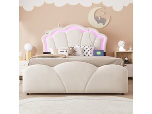 Lit coffre 140x200 cm coloris beige