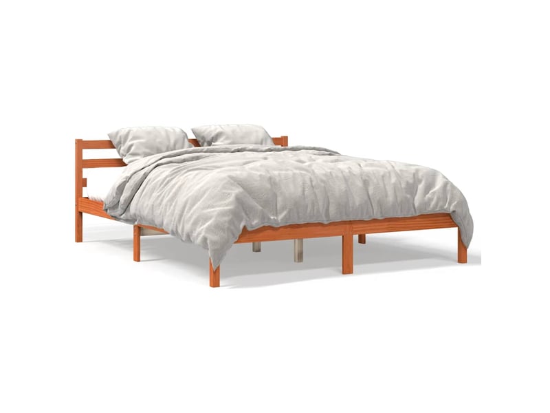  Lit double- lit adulte -  cadre de lit sans matelas  marron 200x200cm bois pin massif  - Conforama A