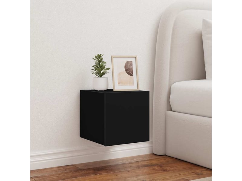  Meubles tv - banc tv - meuble de rangement muraux avec lumières led 2 pcs noir 30,5x35x30 cm  - Conforama B
