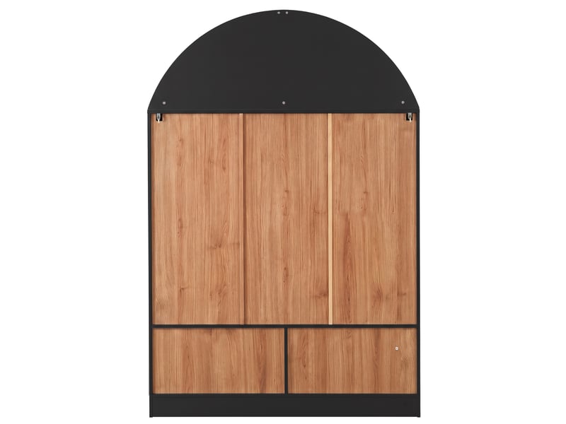 Buffet haut 110 x 40 x 185 cm – noir – 3 portes vitrées, 4 tiroirs et niche arquée de présentation - Conforama E