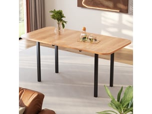 Table à manger extensible 120 à 160 × 80 cm, ton bois naturel