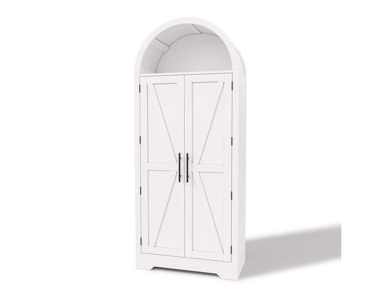 Buffet haut 170x70x35 cm, armoire de rangement cuisine avec portes et partie ouverte supérieure, idéal salle à manger - Conforama A