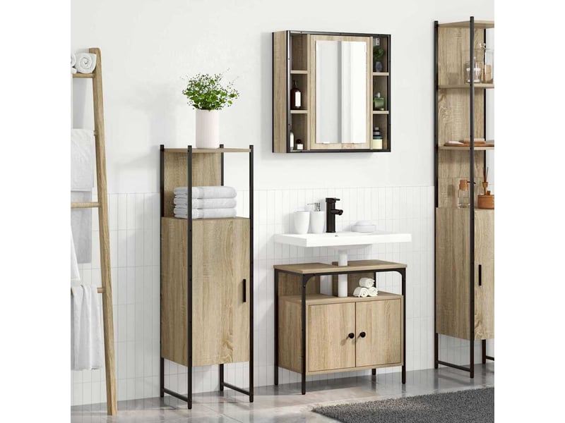  Ensemble de mobilier de salle de bain 3 pièces marron cf64483  - Conforama D