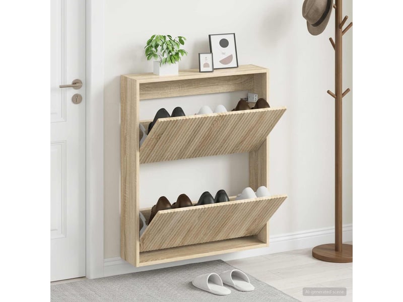  Meuble à chaussures mural, armoire à chaussures arnhem 71x17x86 cm chêne sonoma  - Conforama B