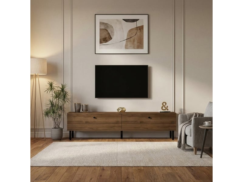  Meuble tv mobile nantes avec rangement et étagères  - Conforama B